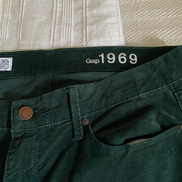 Gap 1969 Corduroy Legging Jean Size 30t Pants 5 Pocket Mid Rise Green Boho - Picture 2 of 6